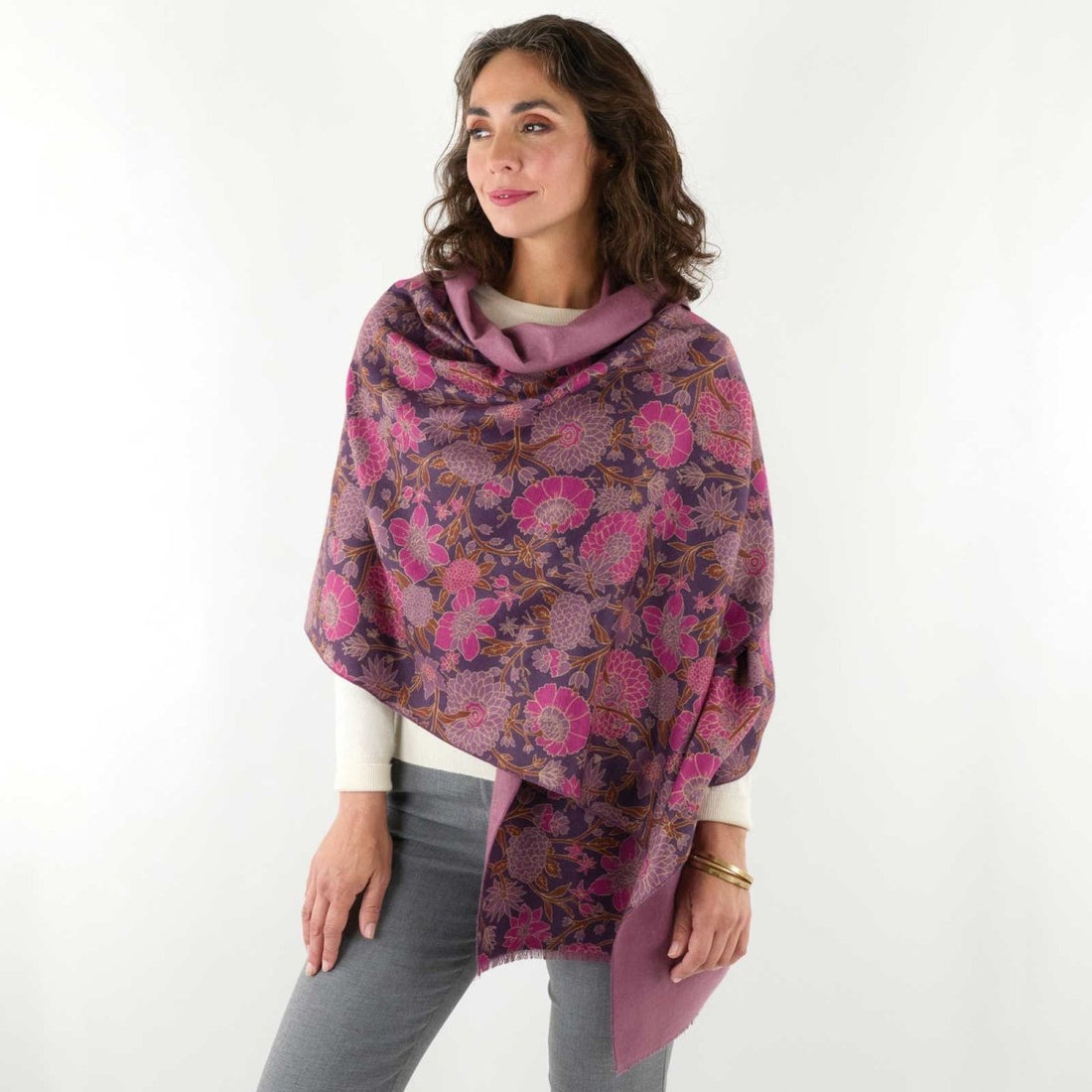 Capri Plum Reversible Wrap Scarf Reversible Wrap - Rockflowerpaper