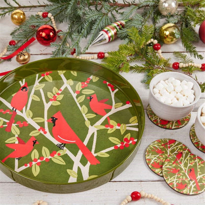 Cardinal Round Tray - 15 Inch Tray - rockflowerpaper