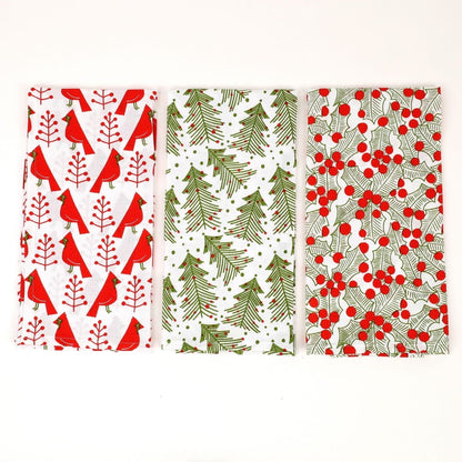 Cardinal &amp; Tree Cotton Kitchen Towels (Set of 3) Cotton Kitchen Towel - Rockflowerpaper