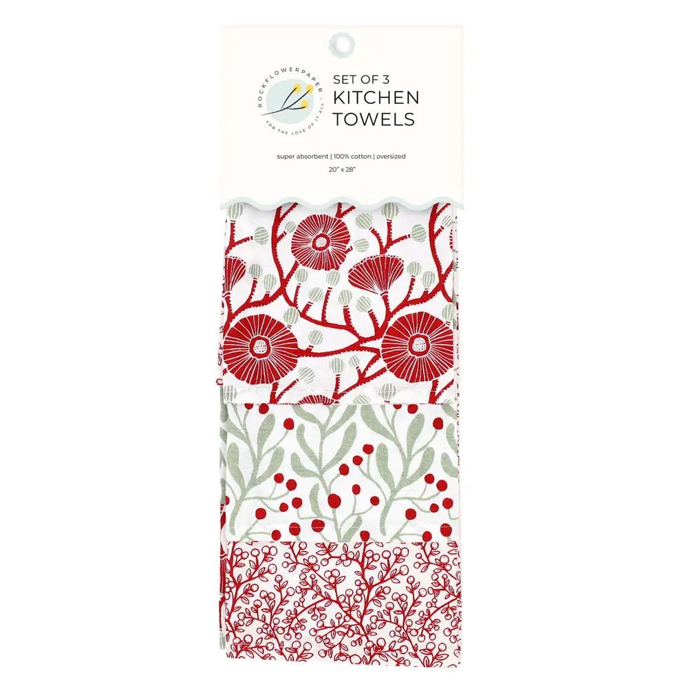 Cardinal &amp; Tree Cotton Kitchen Towels (Set of 3) Cotton Kitchen Towel - Rockflowerpaper