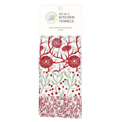 Cardinal &amp; Tree Cotton Kitchen Towels (Set of 3) Cotton Kitchen Towel - Rockflowerpaper