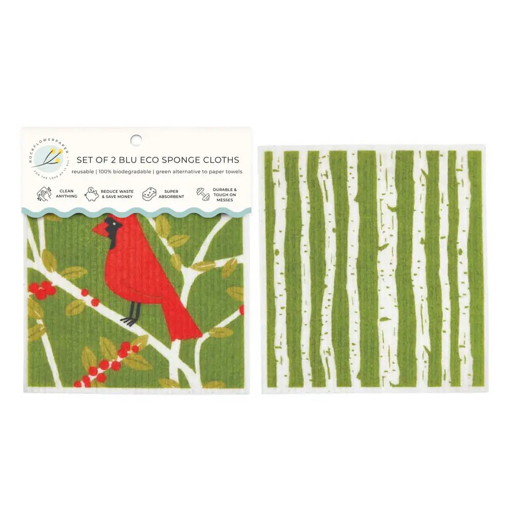 Red Cardinals blu Eco Sponge Cloths (Set of 2)