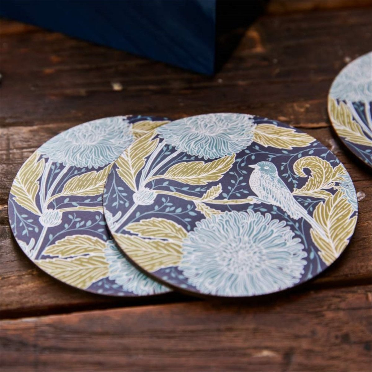 Chrysanthemum Bird Round Coaster - Set of 4 Coaster - rockflowerpaper