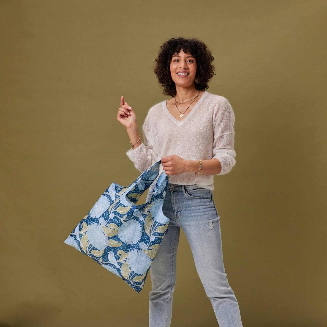 Chrysanthemum blu Reusable Shopping Bag Reusable Shopping Bag - rockflowerpaper