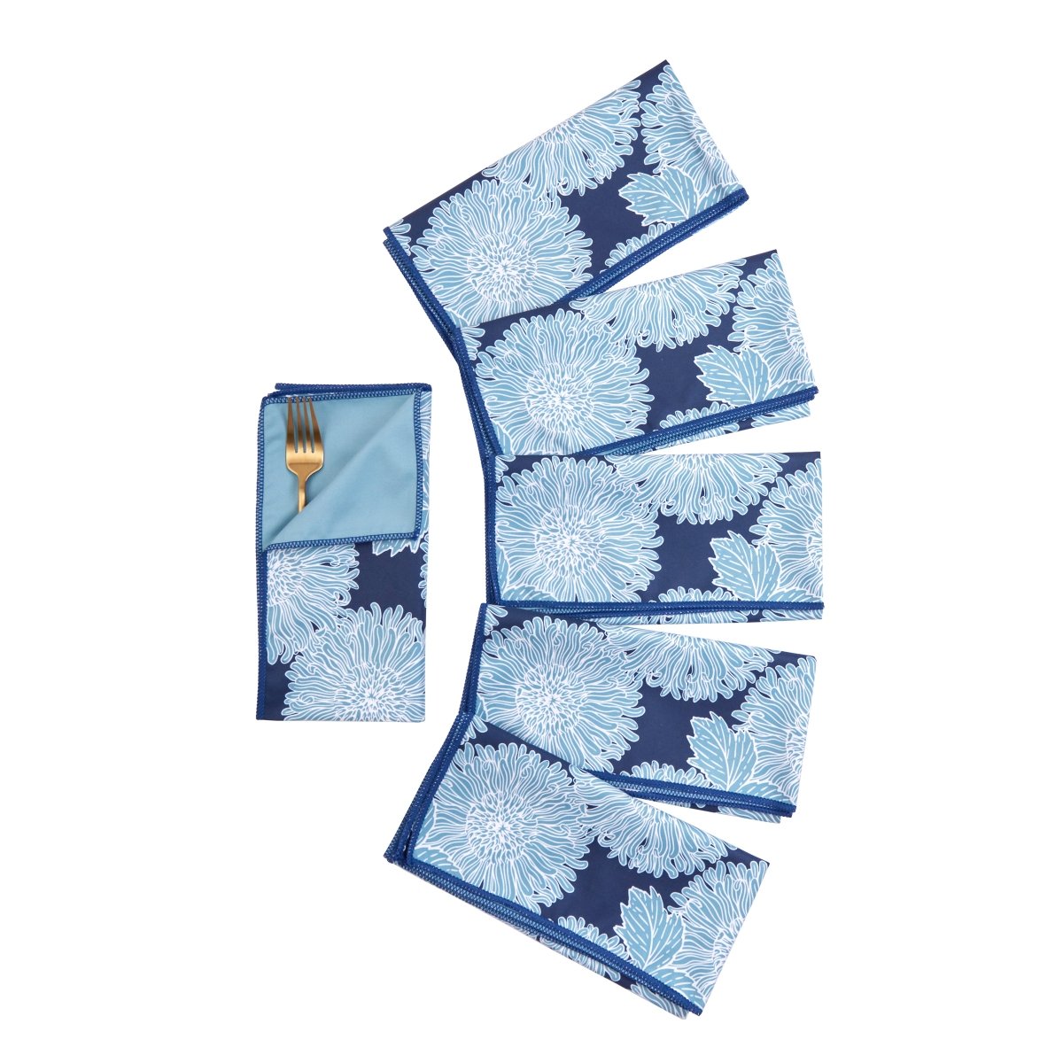 Chrysanthemum Flower blu Dinner Napkin Dinner Napkin - rockflowerpaper