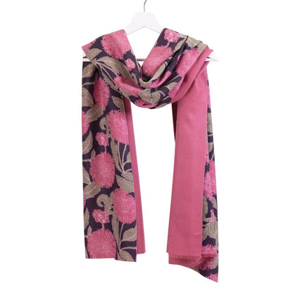 Chrysanthemum Flower Pink Reversible Wrap Scarf - rockflowerpaper