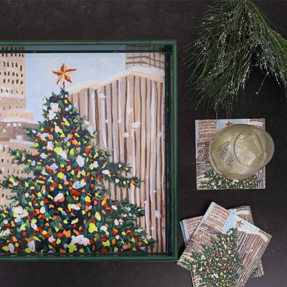 Cityscape Yuletide Paper Cocktail Napkins (Pack of 25) Paper Cocktail Napkin - Rockflowerpaper