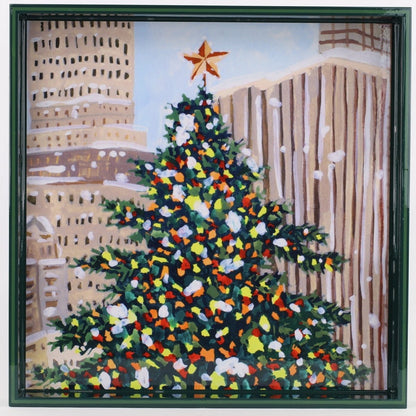 Cityscape Yuletide Square Lacquer Serving Tray Tray - Rockflowerpaper