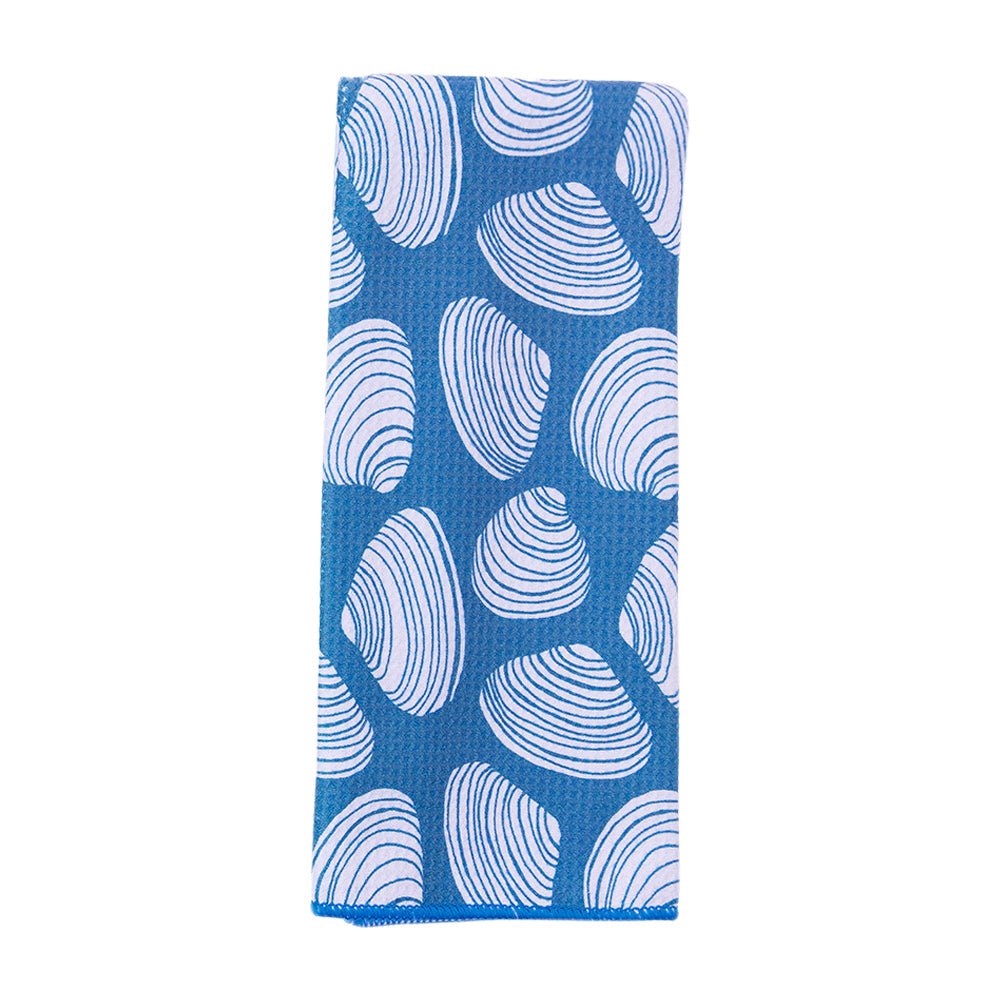 Clamshells blu Kitchen Tea Towel - Double - Sided Print Kitchen Towel - rockflowerpaper