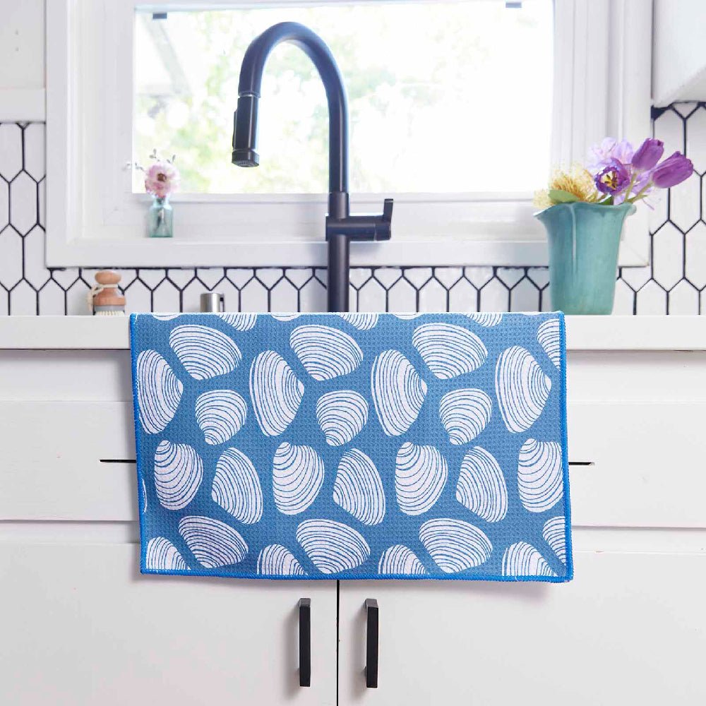 Clamshells blu Kitchen Tea Towel Kitchen Towel - rockflowerpaper