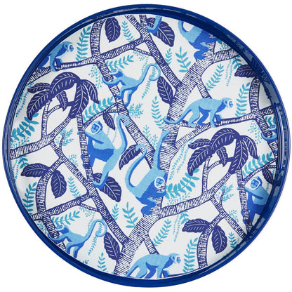 Coco Monkey Round Lacquer Serving Tray Tray - Rockflowerpaper