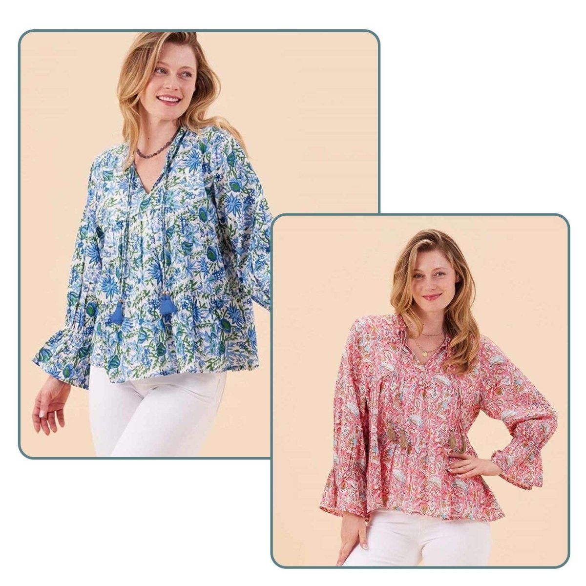 Cotton Blouse with Ruffle Sleeve Bundle Tunic - rockflowerpaper