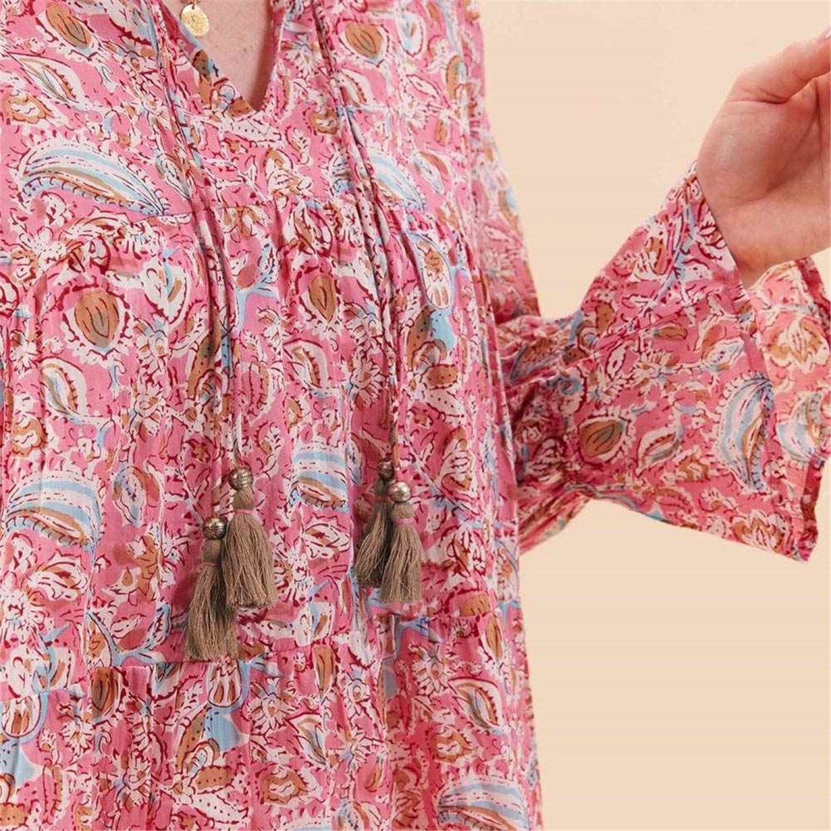 Cotton Blouse with Ruffle Sleeve Bundle Tunic - rockflowerpaper