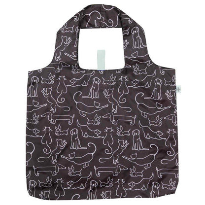 Dog And Cat blu Reusable Shopping Bag Reusable Shopping Bag - Rockflowerpaper