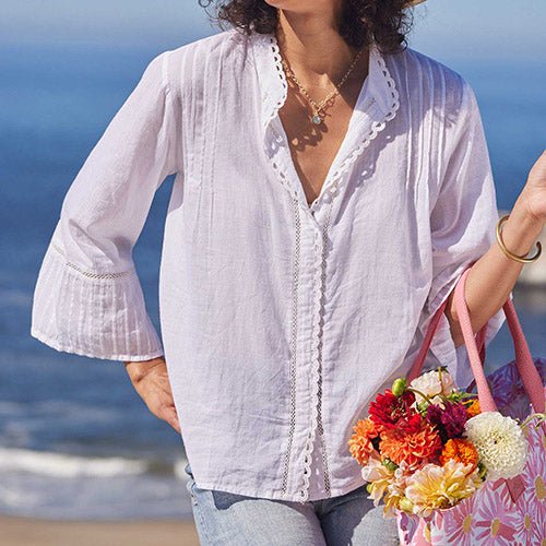 Easy Lightweight White Cotton Blouse Tunic - rockflowerpaper
