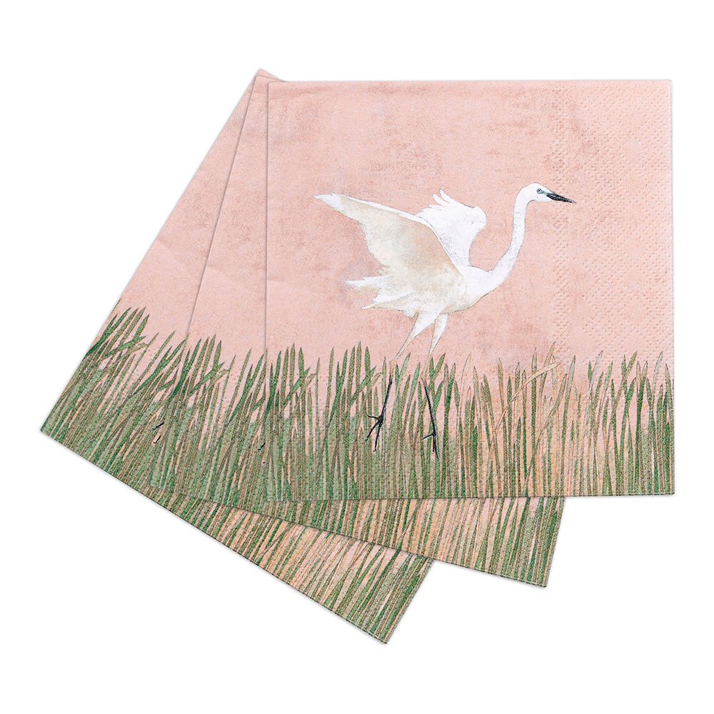 Egret Paper Cocktail Napkins in Pink - Pack of 20 Paper Cocktail Napkin - rockflowerpaper