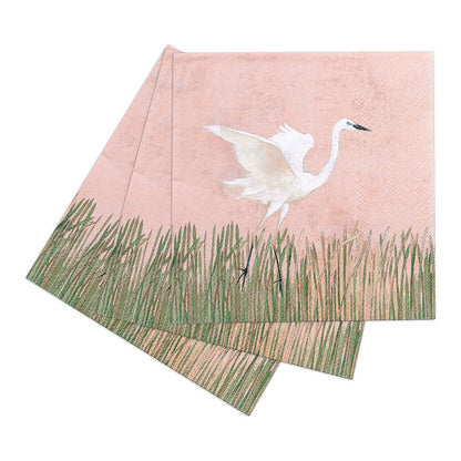 Egret Paper Cocktail Napkins in Pink - Pack of 20 Paper Cocktail Napkin - rockflowerpaper