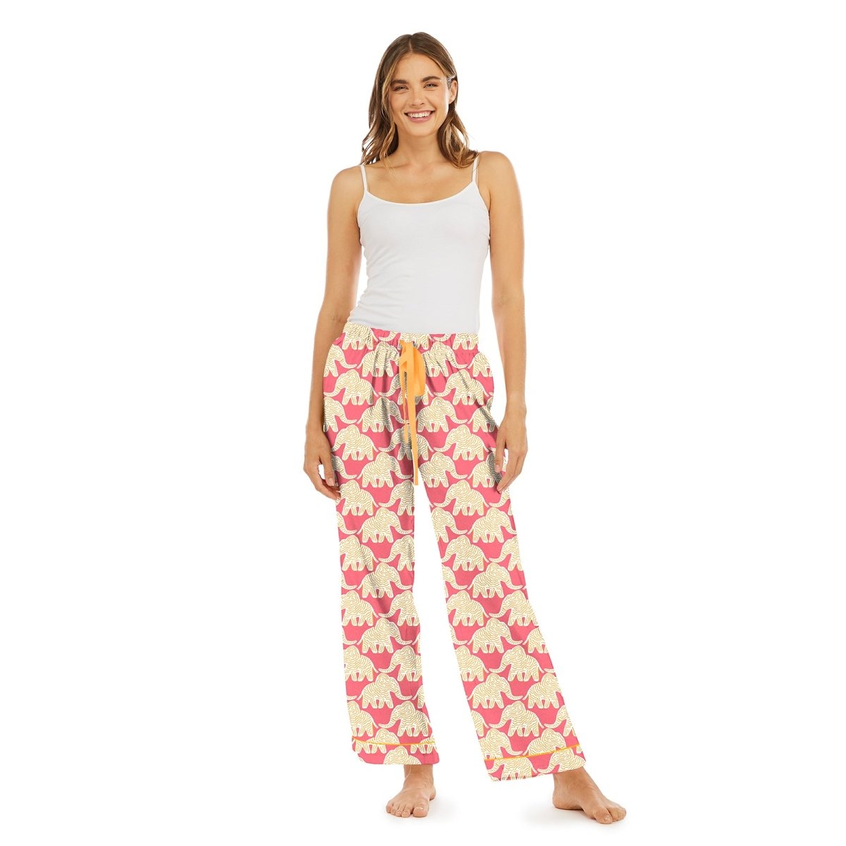 Elephants Pink Cotton Lounge Pant Lounge Pant - Rockflowerpaper