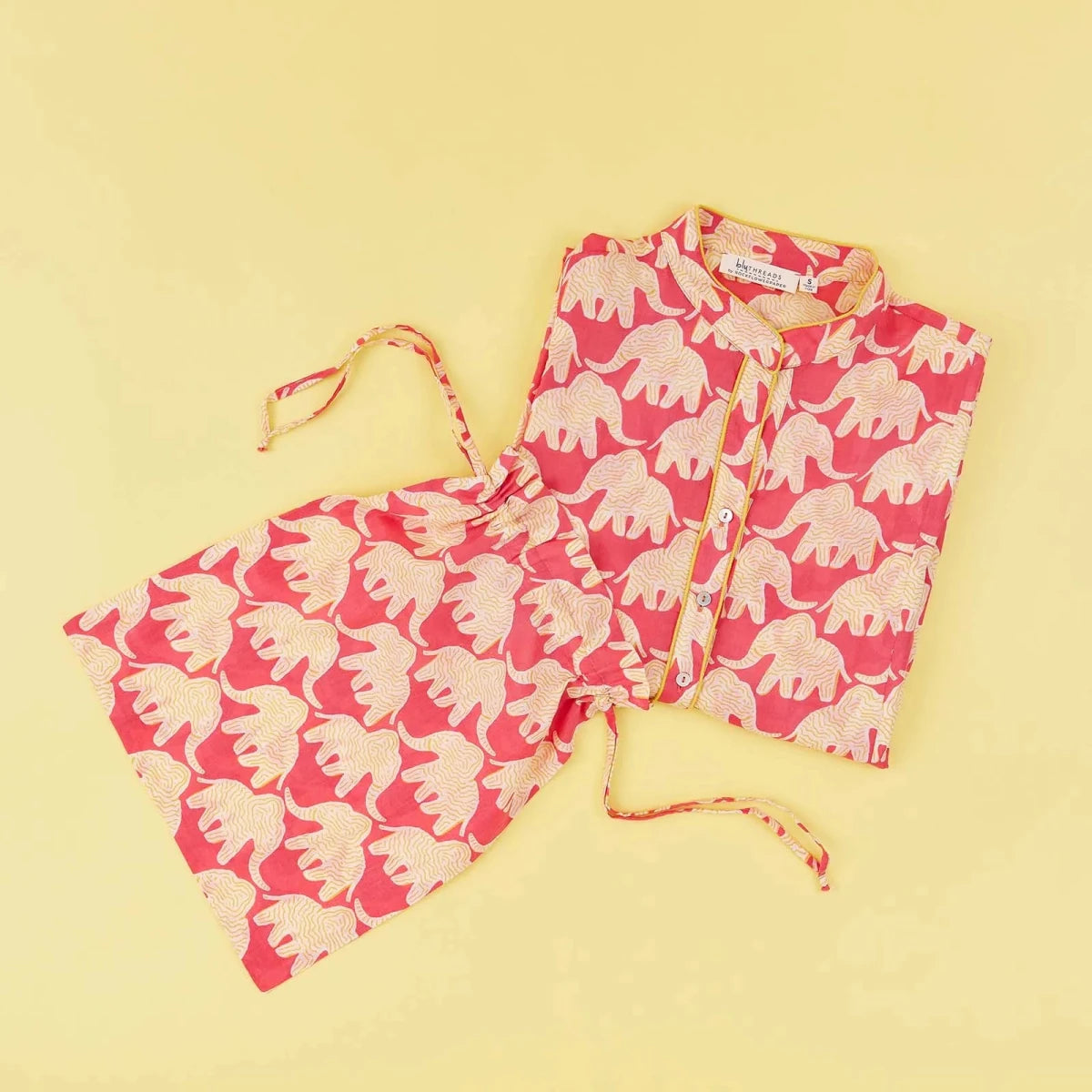 Elephants Pink Cotton Night Shirt Sleep Shirt - Rockflowerpaper