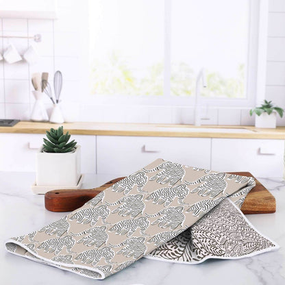 Elephants Tan Eco Kitchen Tea Towel Tea Towel - rockflowerpaper