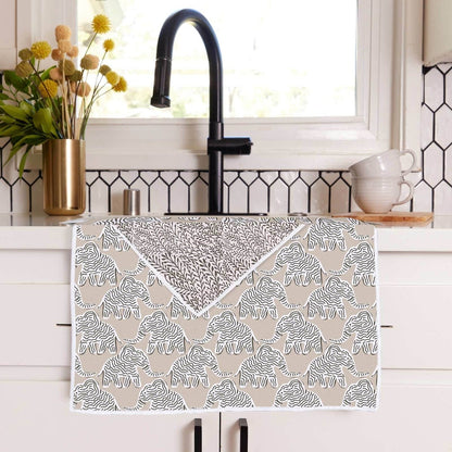 Elephants Tan Eco Kitchen Tea Towel Tea Towel - rockflowerpaper