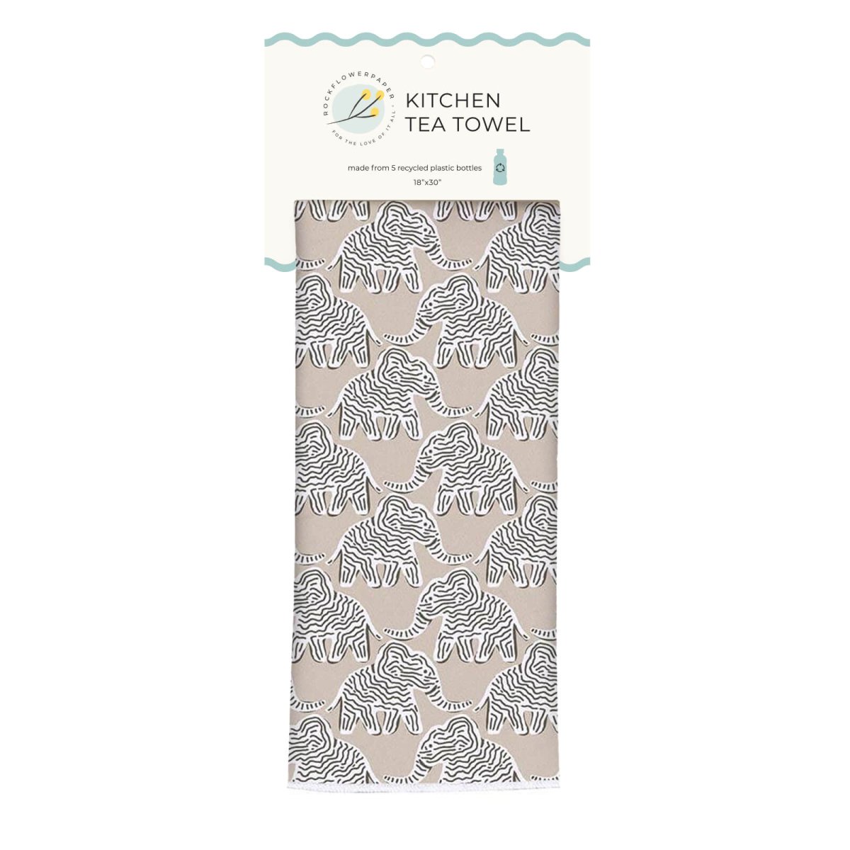 Elephants Tan Eco Kitchen Tea Towel Tea Towel - rockflowerpaper