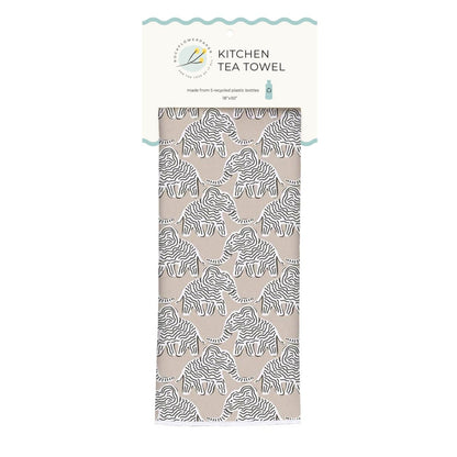 Elephants Tan Eco Kitchen Tea Towel Tea Towel - rockflowerpaper
