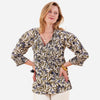 Eloise Sage Cotton Pintuck Top