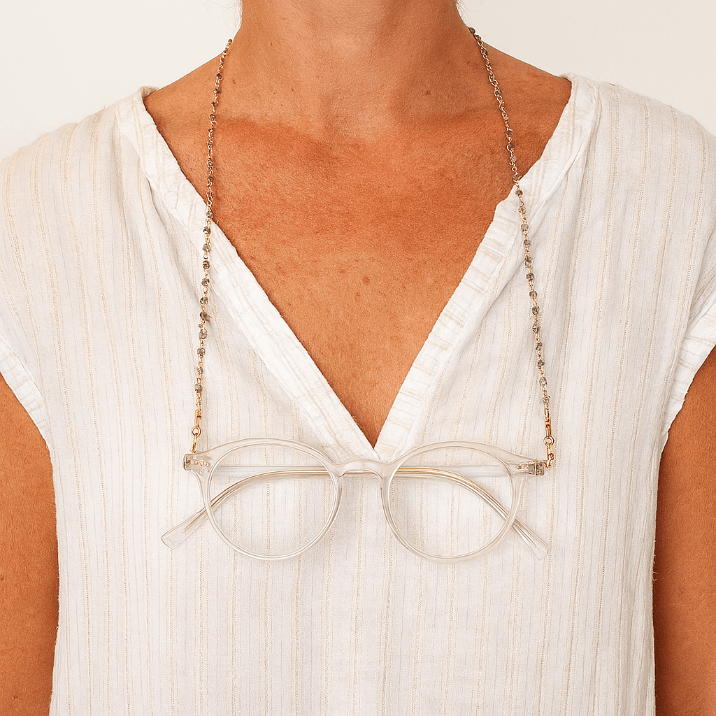 Face Mask Chain Lanyard Necklace with Grey Beads MASK - NECKLACE - rockflowerpaper