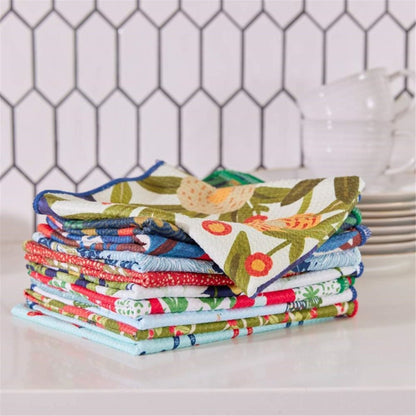 Field of Flowers blu Dish Cloth Set of 3 Reusable Dish Cloth - rockflowerpaper