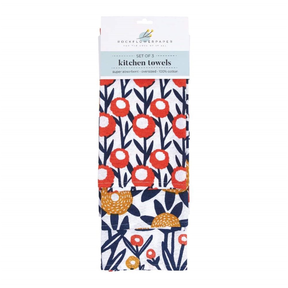 Field of Flowers Cotton Kitchen Towels (Set of 3) Cotton Kitchen Towel - rockflowerpaper