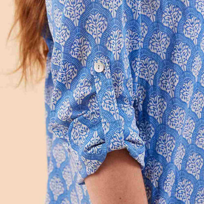 Fifer Blue Button Down Beach Tunic Swim Cover Up - rockflowerpaper