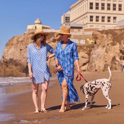 Fifer Blue Button Down Beach Tunic Swim Cover Up - rockflowerpaper