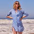 Fifer Blue Cotton Button Down Beach Tunic Swim Cover Up - Rockflowerpaper