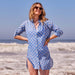 Fifer Blue Cotton Button Down Beach Tunic