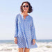 Fifer Blue Cotton Pintuck Beach Coverup