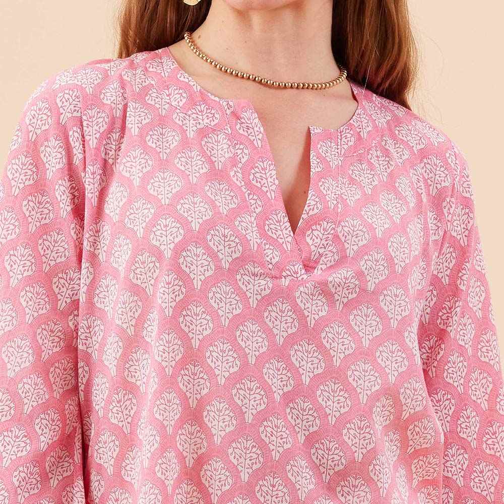 Fifer Pink Cotton Kurta Tunic KURTATUNIC - rockflowerpaper