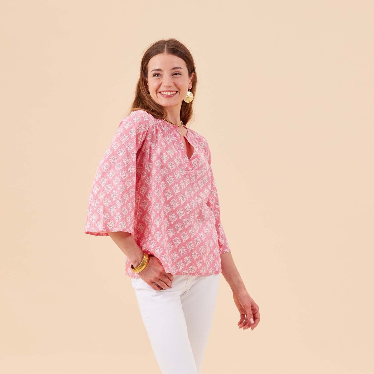 Fifer Pink Cotton Kurta Tunic Tunic - rockflowerpaper