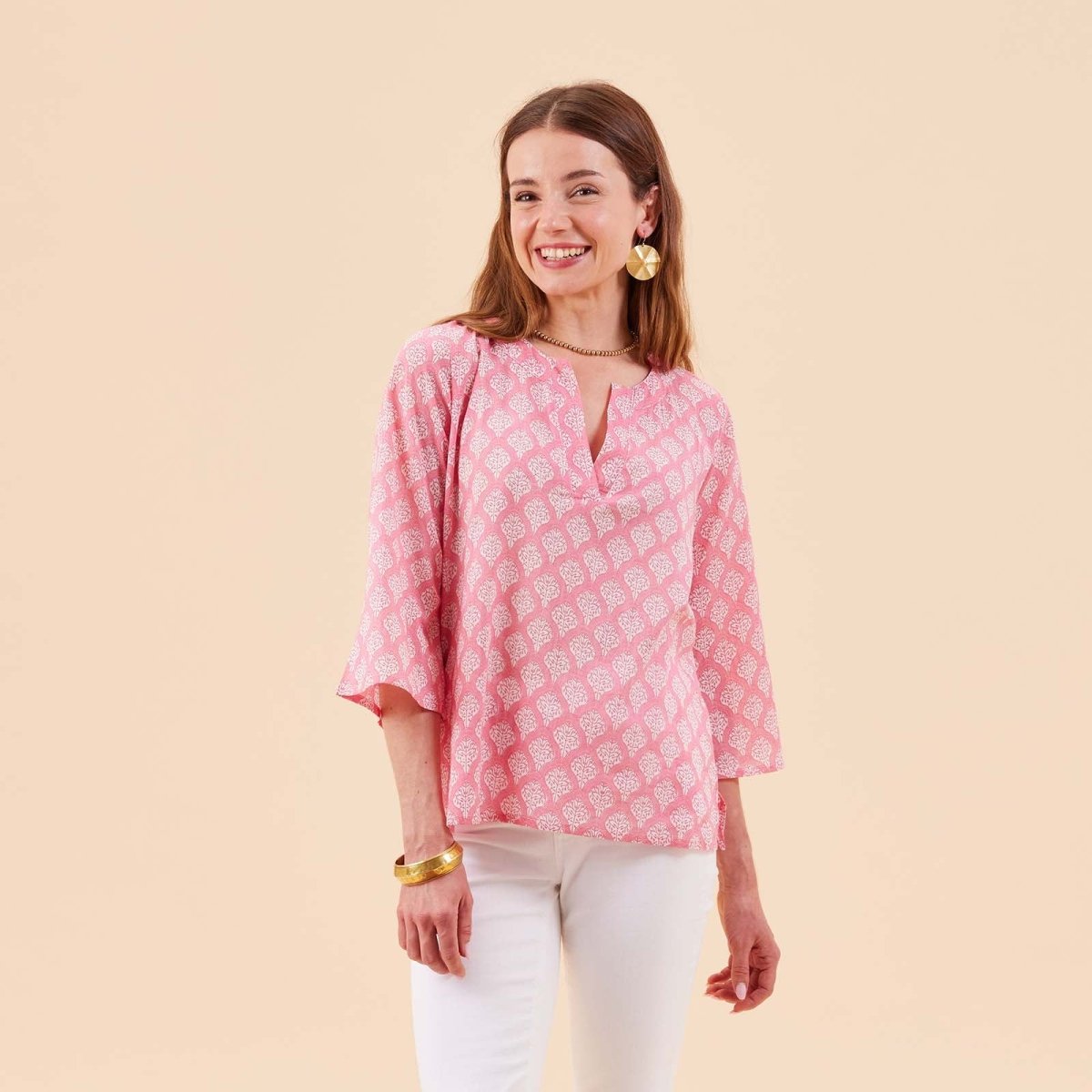 Fifer Pink Cotton Kurta Tunic Tunic - rockflowerpaper