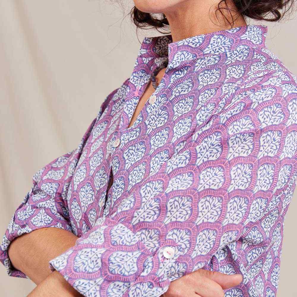 Fifer Raspberry Button Down Beach Tunic Swim Cover Up - rockflowerpaper