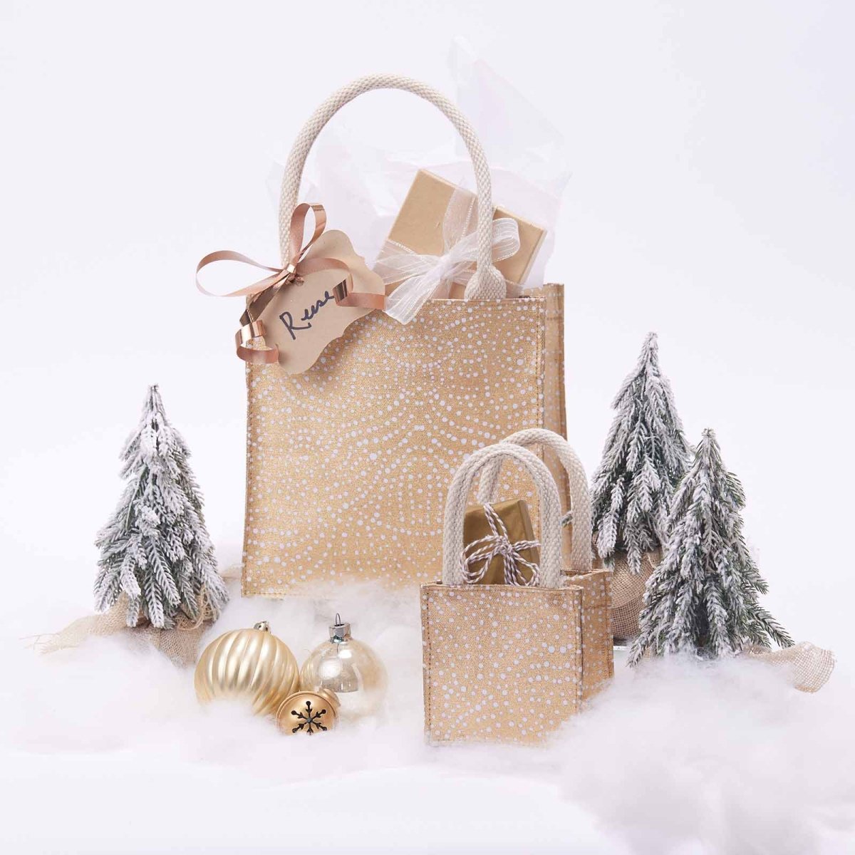 Filigree Gold Reusable Itsy Bitsy Gift Bag Gift Bag - rockflowerpaper