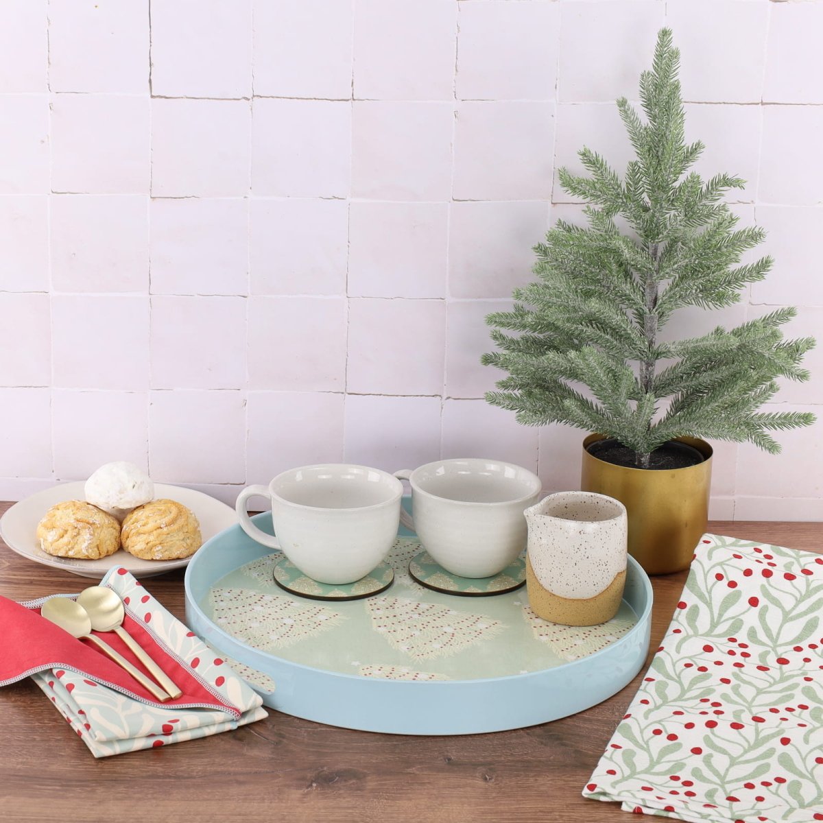 Fir Tree 15 Inch Round Tray Tray - Rockflowerpaper