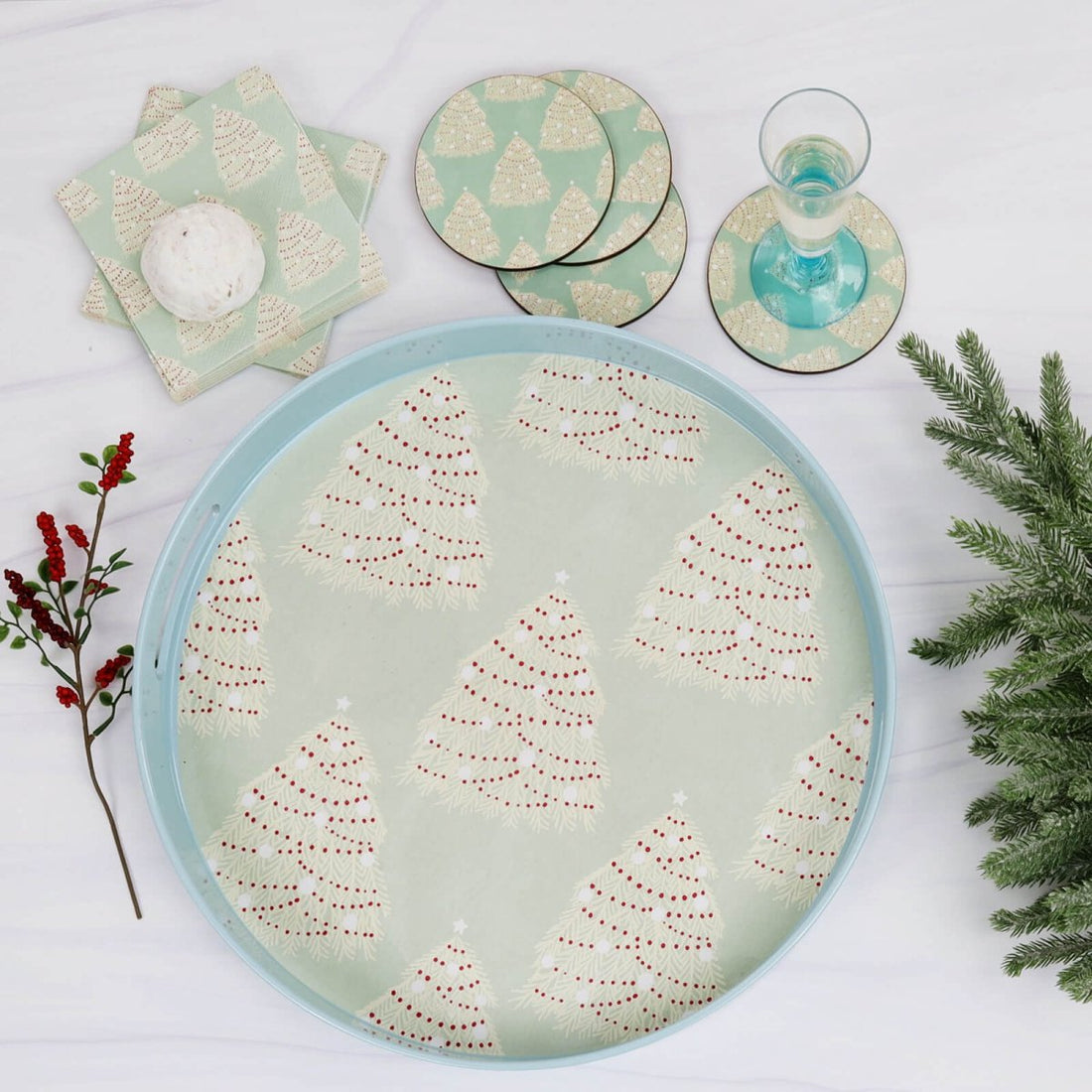 Fir Tree Paper Cocktail Napkins (Pack of 25) Paper Cocktail Napkin - Rockflowerpaper