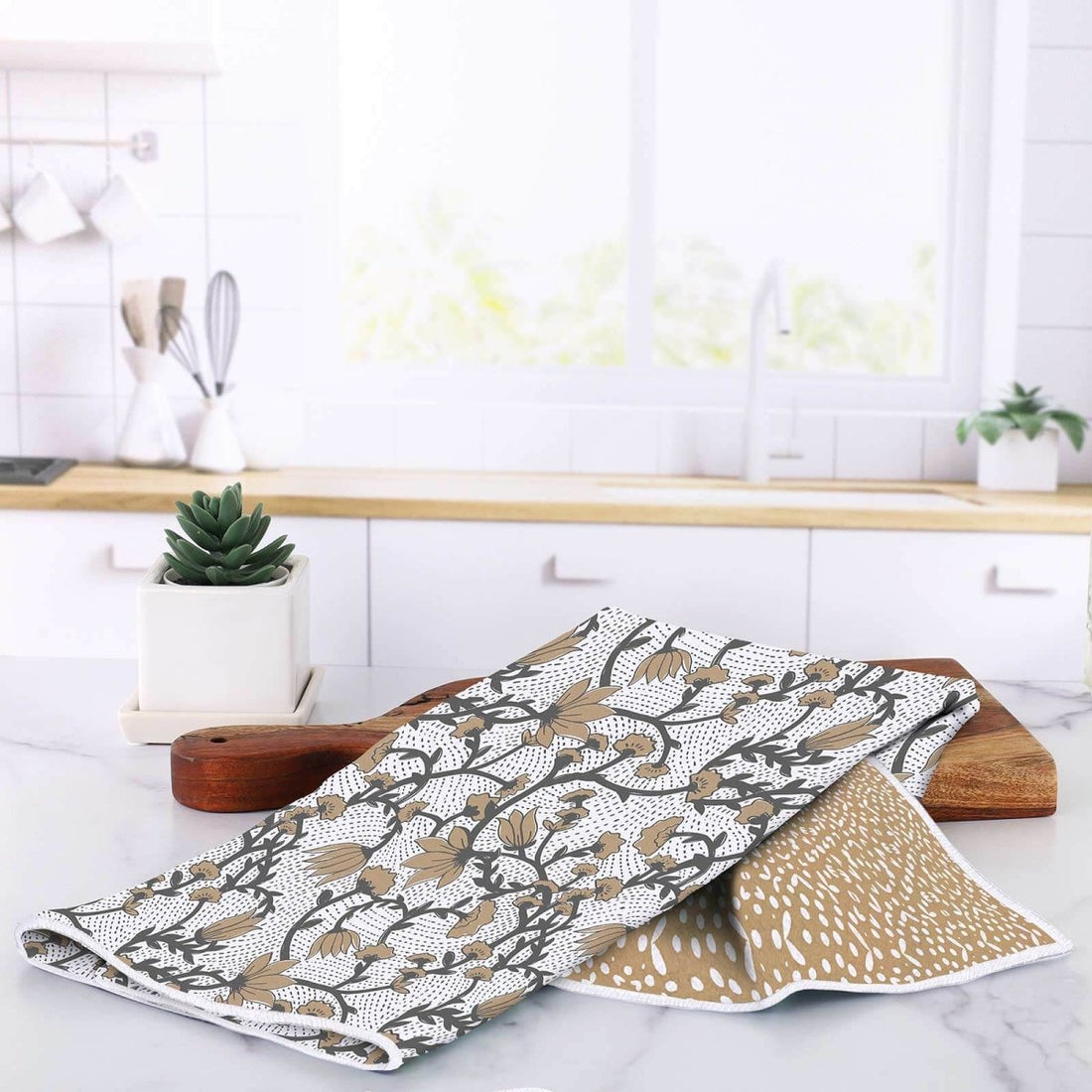 Fleur Tan Eco Kitchen Tea Towel Tea Towel - rockflowerpaper