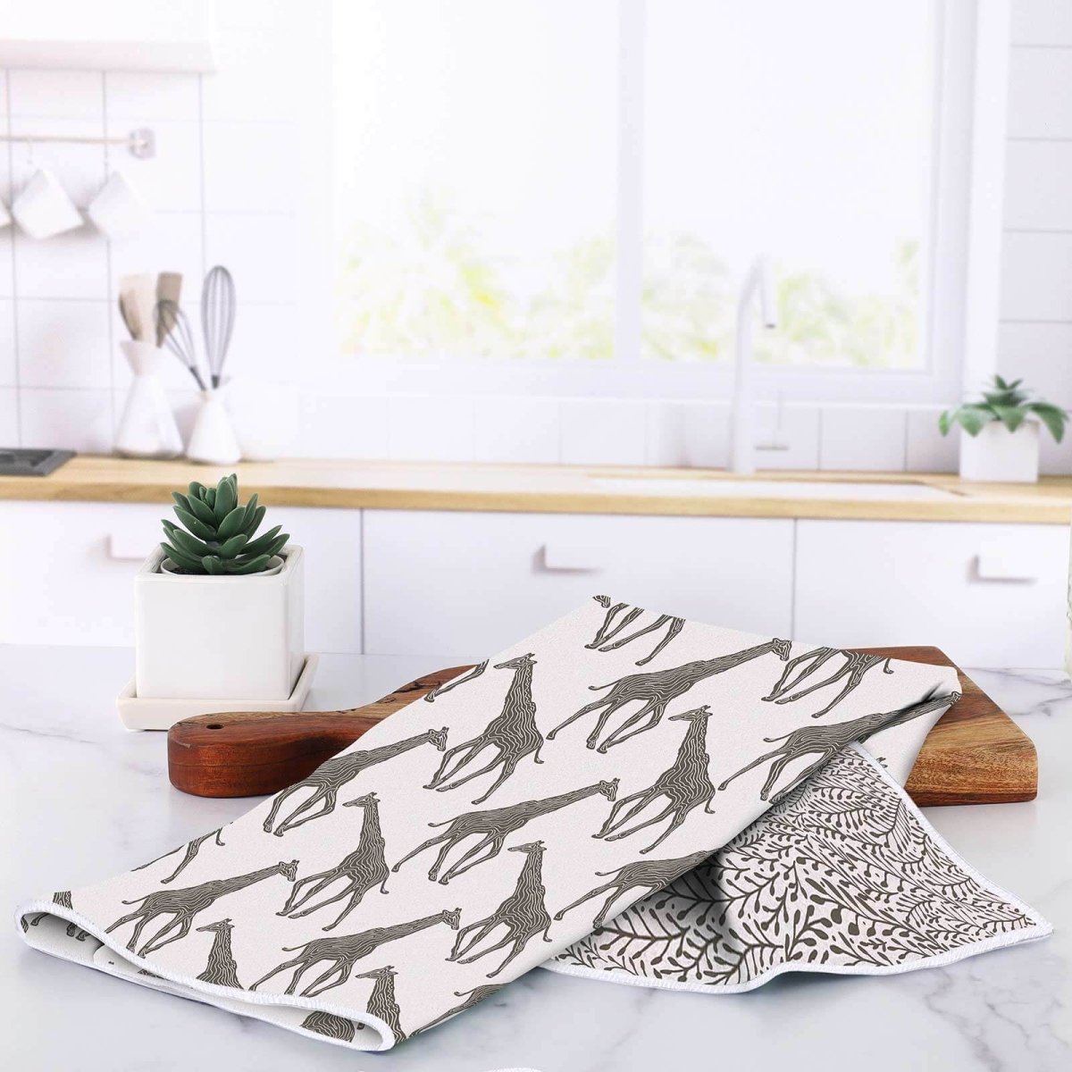 Giraffe Tan Eco Kitchen Tea Towel Tea Towel - rockflowerpaper