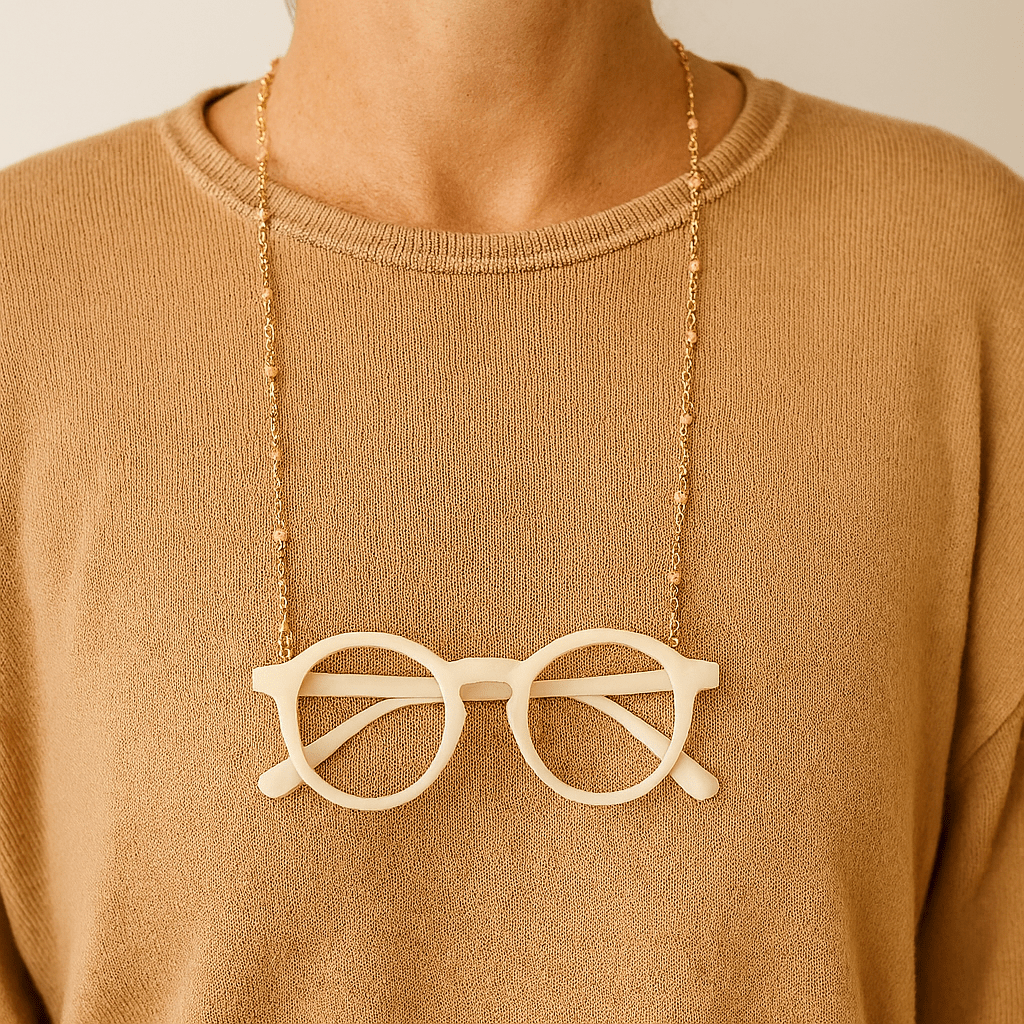 Gold Chain Face Mask Lanyard Necklace with Peach Beads MASK - NECKLACE - rockflowerpaper