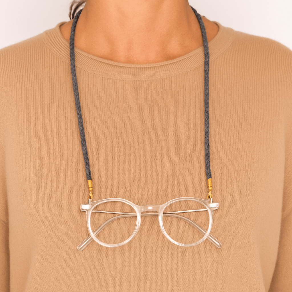 Grey Braided Leather Face Mask Necklace MASK - NECKLACE - rockflowerpaper