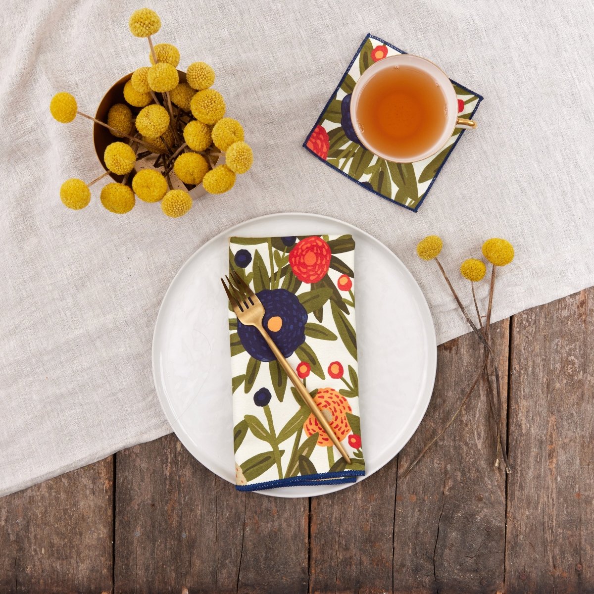 Harvest Sunshine blu Dinner Napkin - Set of 6 Dinner Napkin - rockflowerpaper