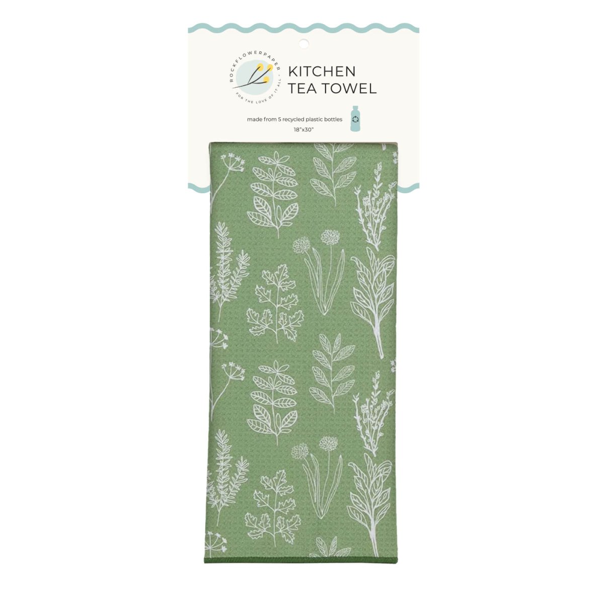 Herbs Green Eco Kitchen Tea Towel Tea Towel - Rockflowerpaper