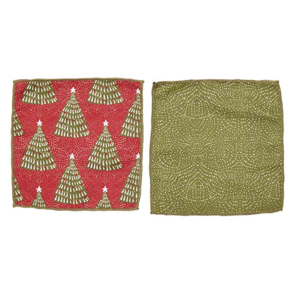 Holiday Cheer blu Kitchen Reusable Cocktail Napkins (Set of 8) Reusable Cocktail Napkin - rockflowerpaper